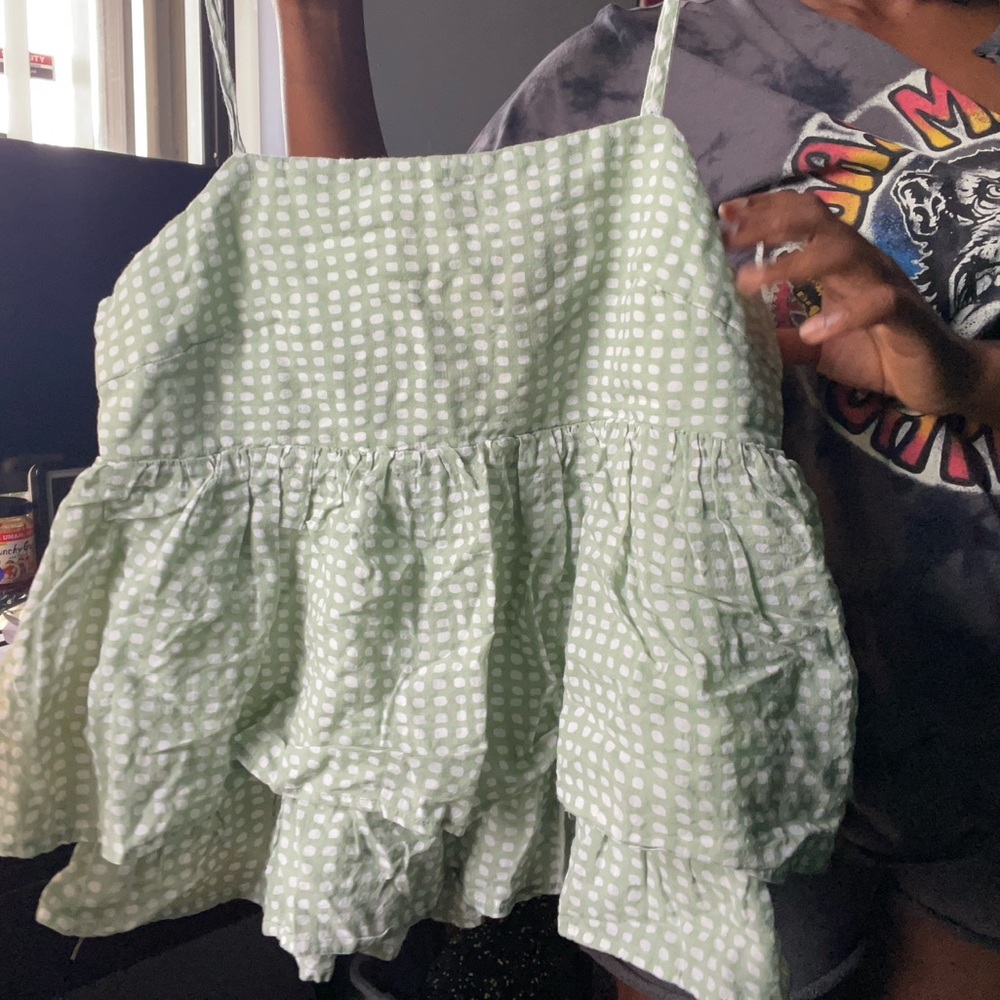 Forever 21 Green Polka Dot Crop Top